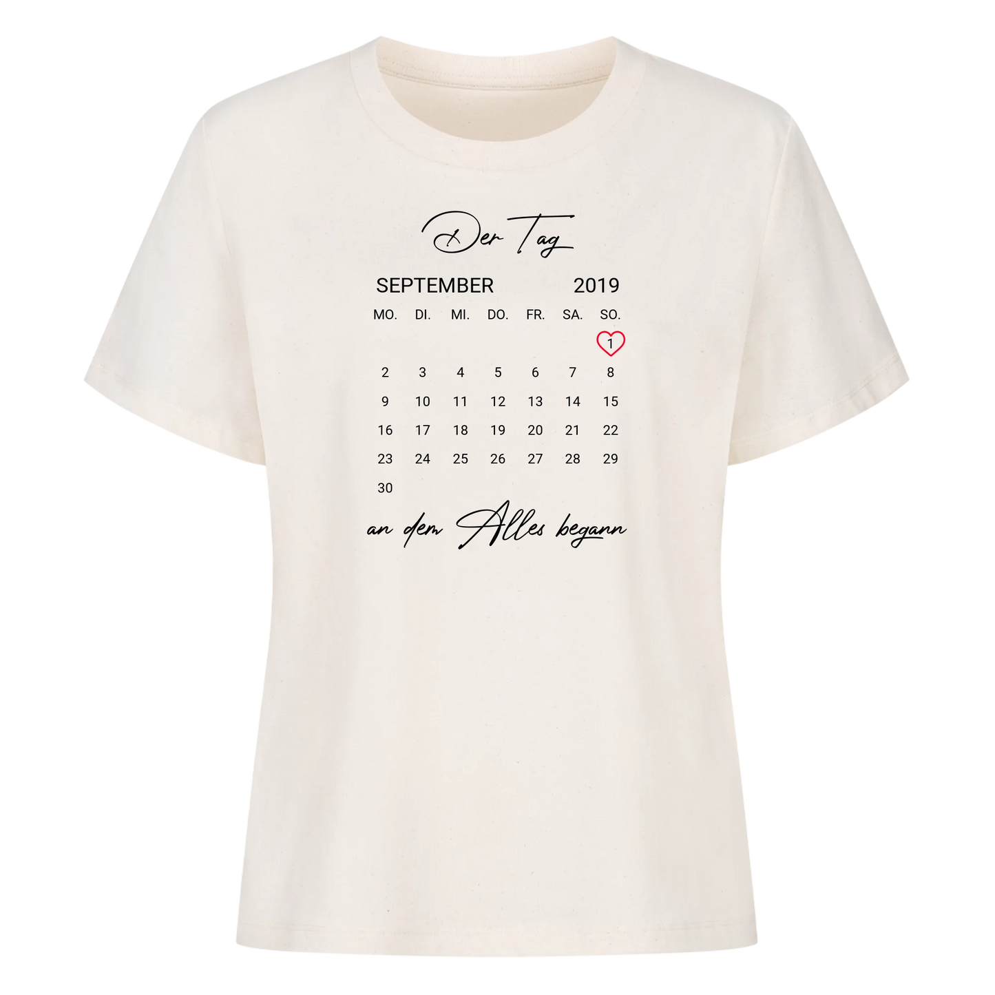 Kalender Datum mit Wunschtext - Premium T-Shirt Woman