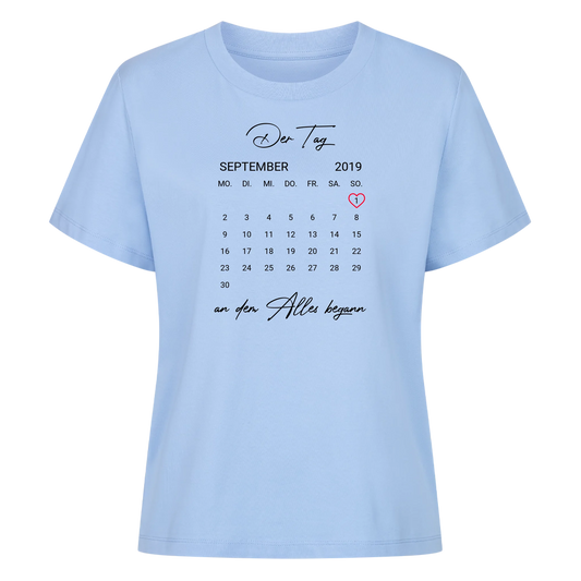Kalender Datum mit Wunschtext - Premium T-Shirt Frauen personalisiert