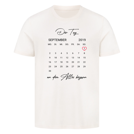 Kalender Datum mit Wunschtext - Premium T-Shirt Männer / Unisex personalisiert