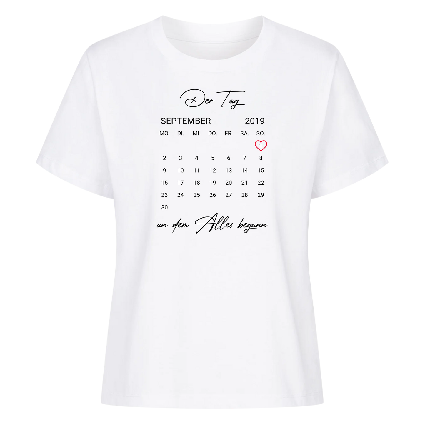 Kalender Datum mit Wunschtext - Premium T-Shirt Woman