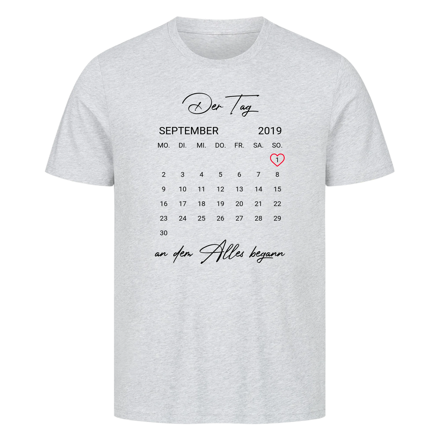 Kalender Datum mit Wunschtext - Premium T-Shirt Männer / Unisex personalisiert