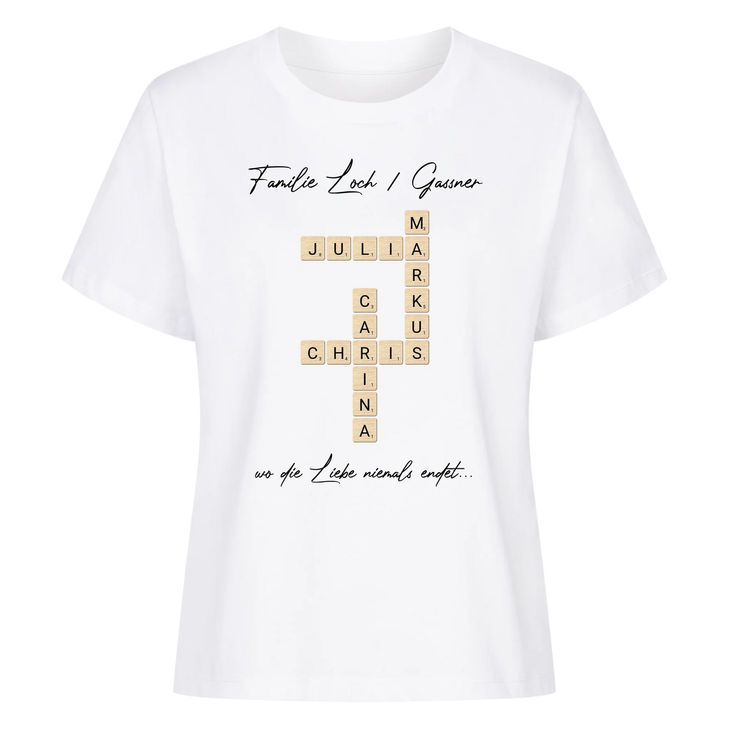 Scrabble - Familie & Wunschtext - Premium T-Shirt Frauen personalisiert