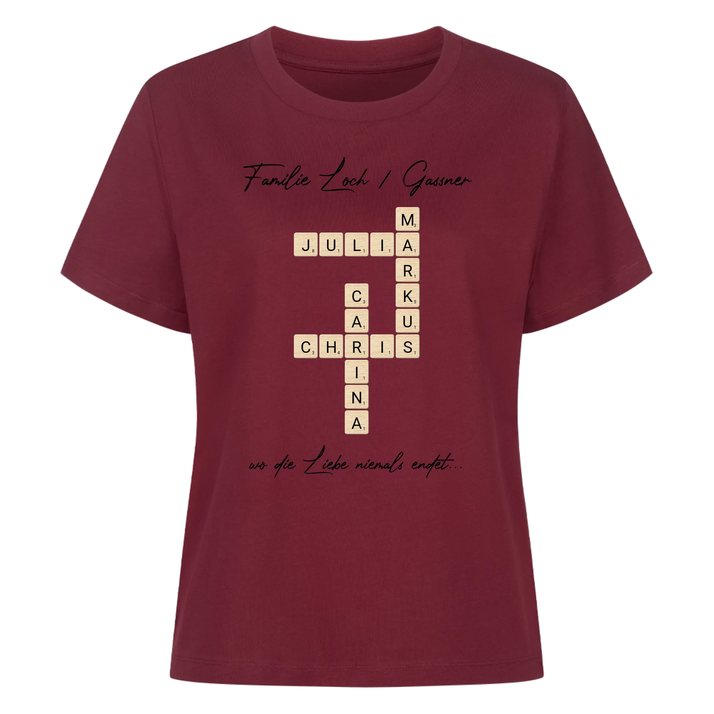 Scrabble - Familie & Wunschtext - Premium T-Shirt Frauen personalisiert