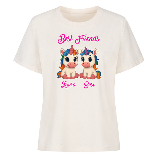 Best Friends 2 Einhörner mit Wunschnamen - Premium T-Shirt Frauen personalisiert