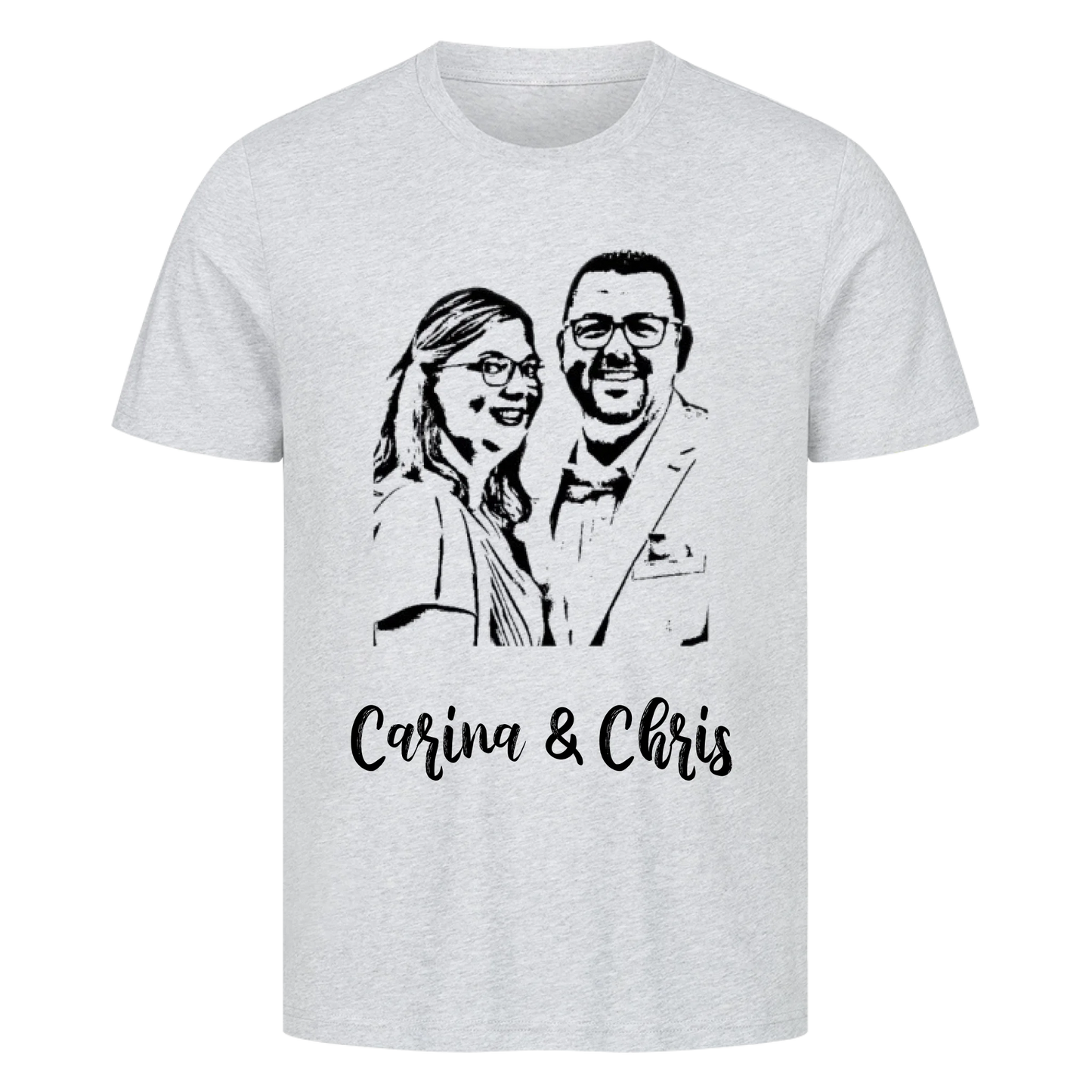 Foto als Karikatur mit Wunschtext / Namen - Premium T-Shirt Männer / Unisex personalisiert