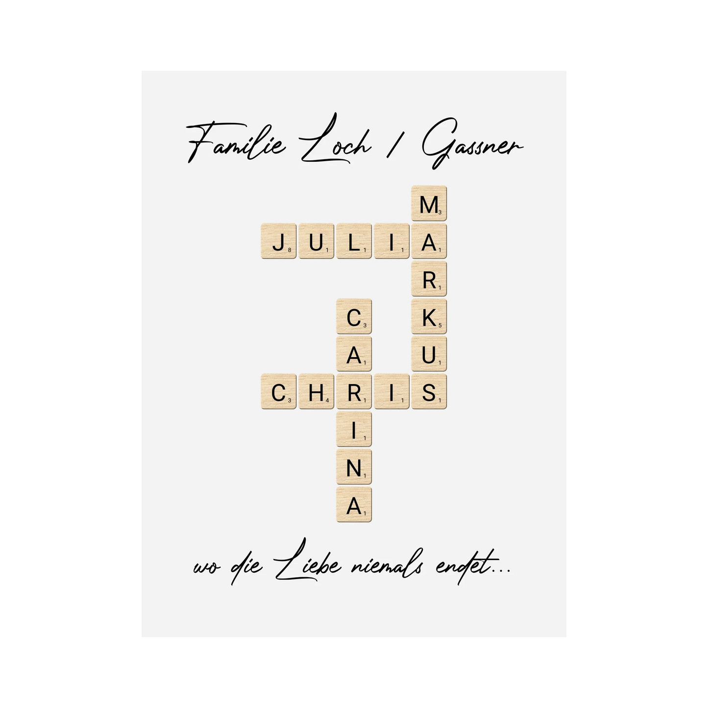 Scrabble Familie mit Wunschtext - Poster in verschiedenen Größen
