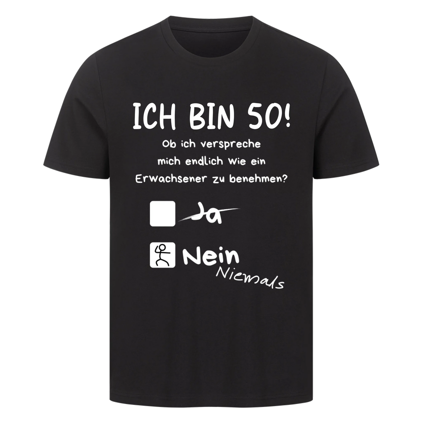 Ich bin (Alter)! Ob ich verspreche mich zu benehmen... - Premium T-Shirt Unisex personalisiert