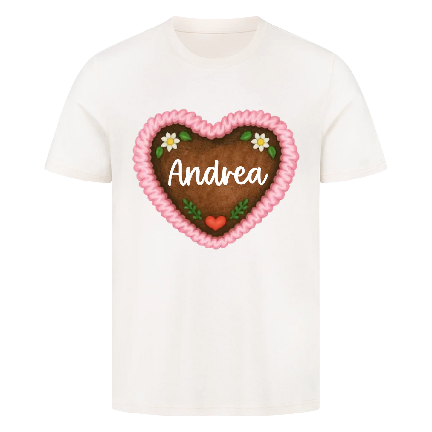 Lebkuchenherz Rosa mit Wunschname - Premium T-Shirt Unisex personalisiert