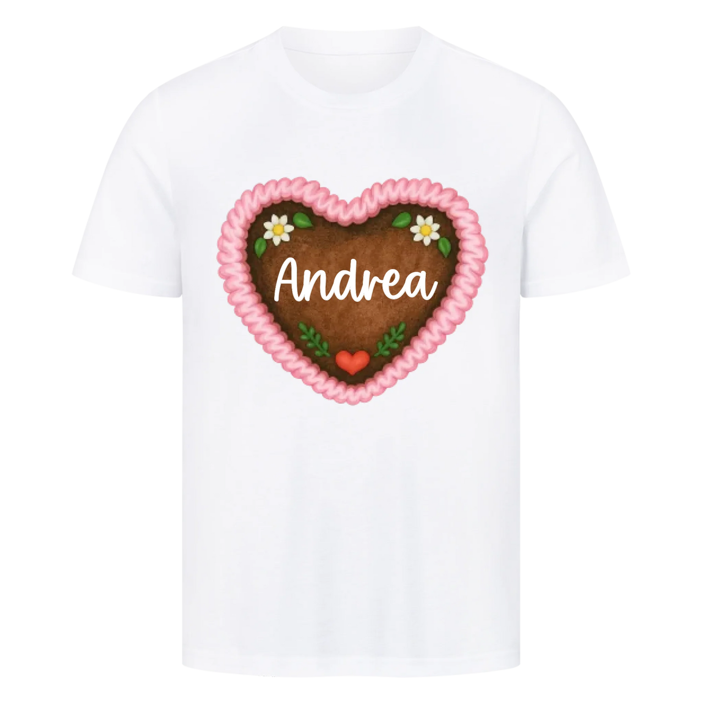 Lebkuchenherz Rosa mit Wunschname - Premium T-Shirt Unisex personalisiert