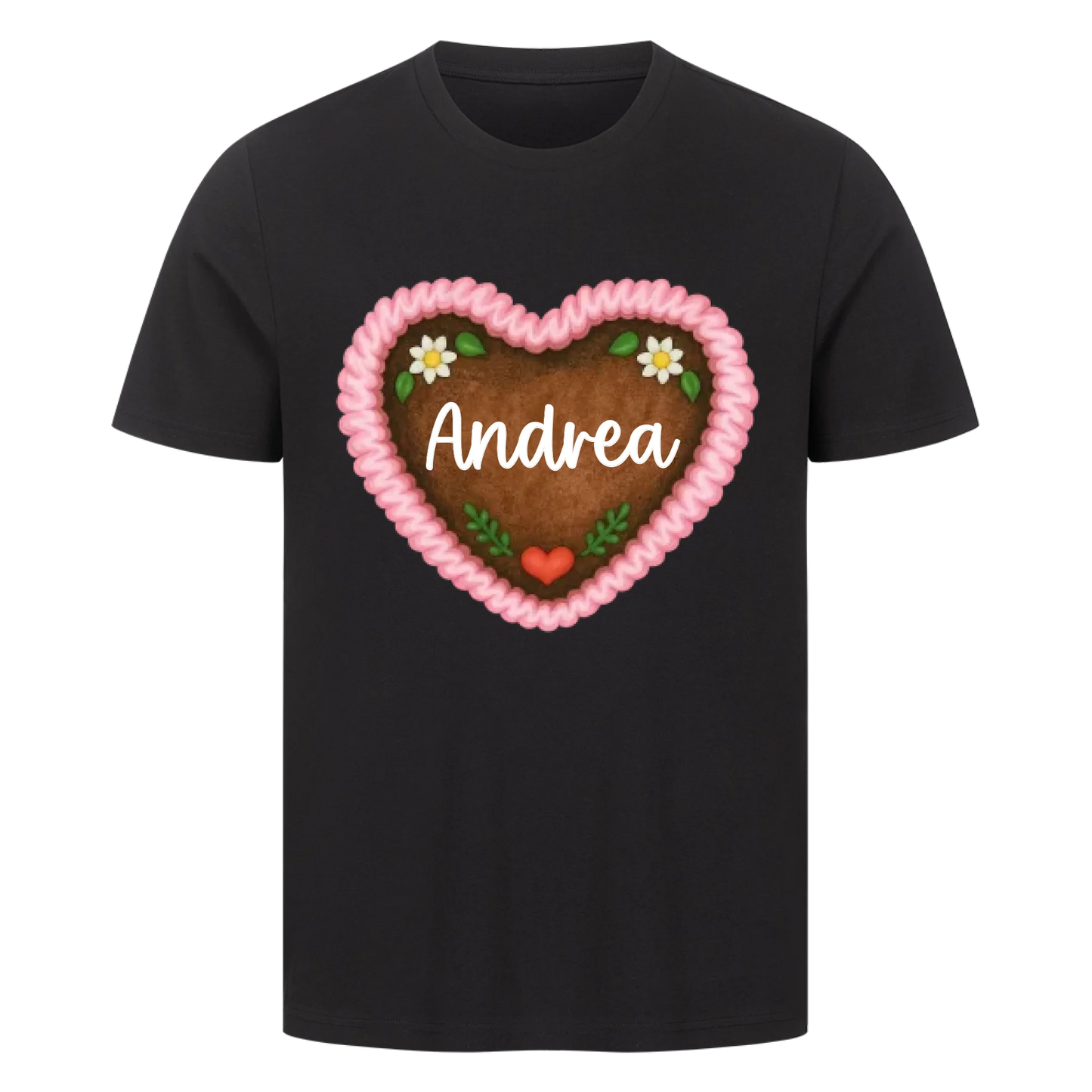 Lebkuchenherz Rosa mit Wunschname - Premium T-Shirt Unisex personalisiert
