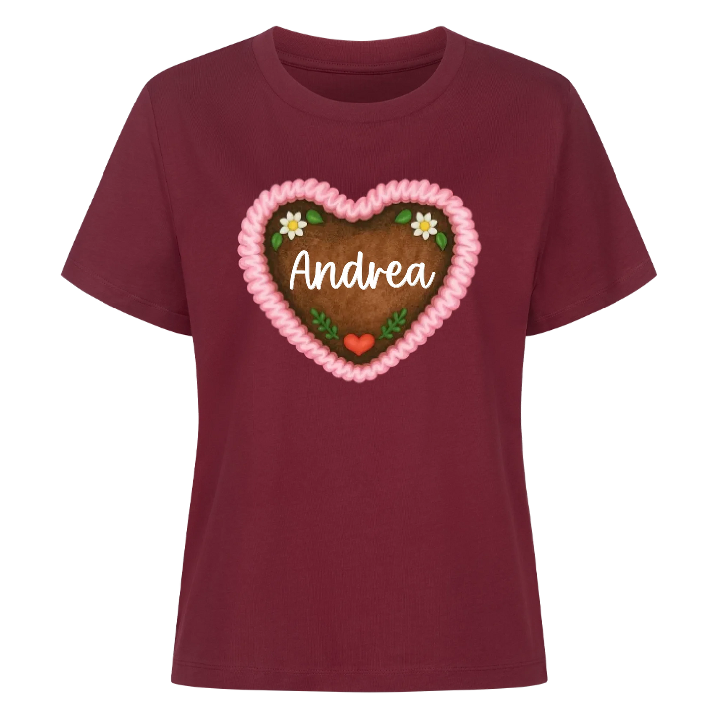Lebkuchenherz Rosa mit Wunschname - Premium Organic T-Shirt Frauen personalisiert