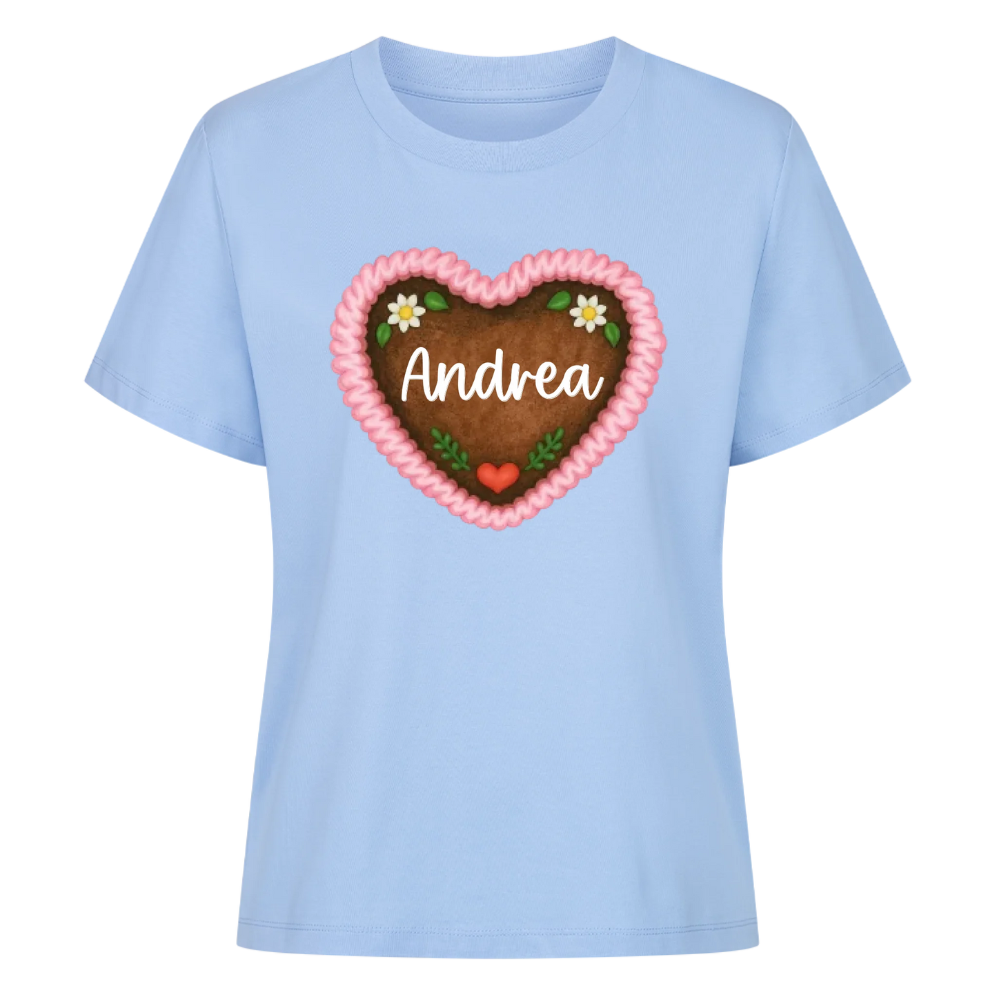 Lebkuchenherz Rosa mit Wunschname - Premium Organic T-Shirt Frauen personalisiert