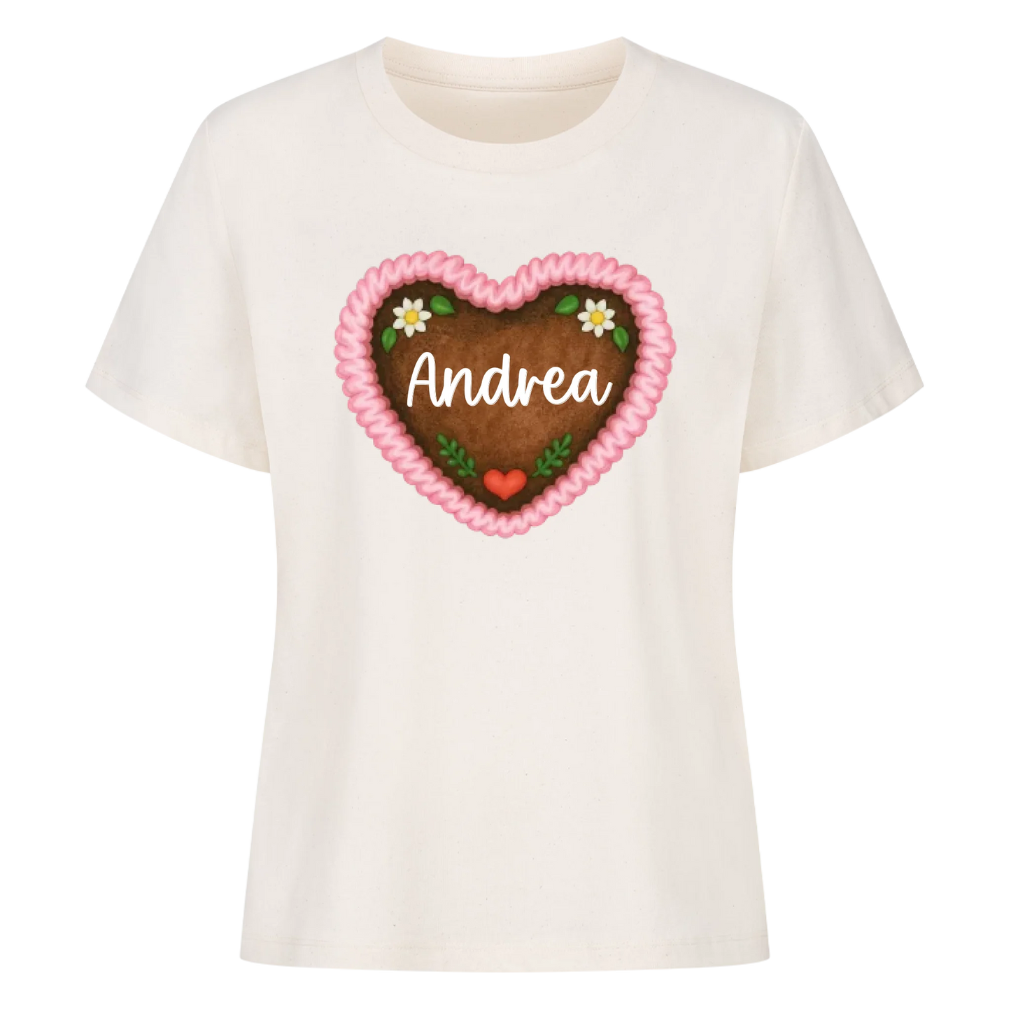 Lebkuchenherz Rosa mit Wunschname - Premium Organic T-Shirt Frauen personalisiert