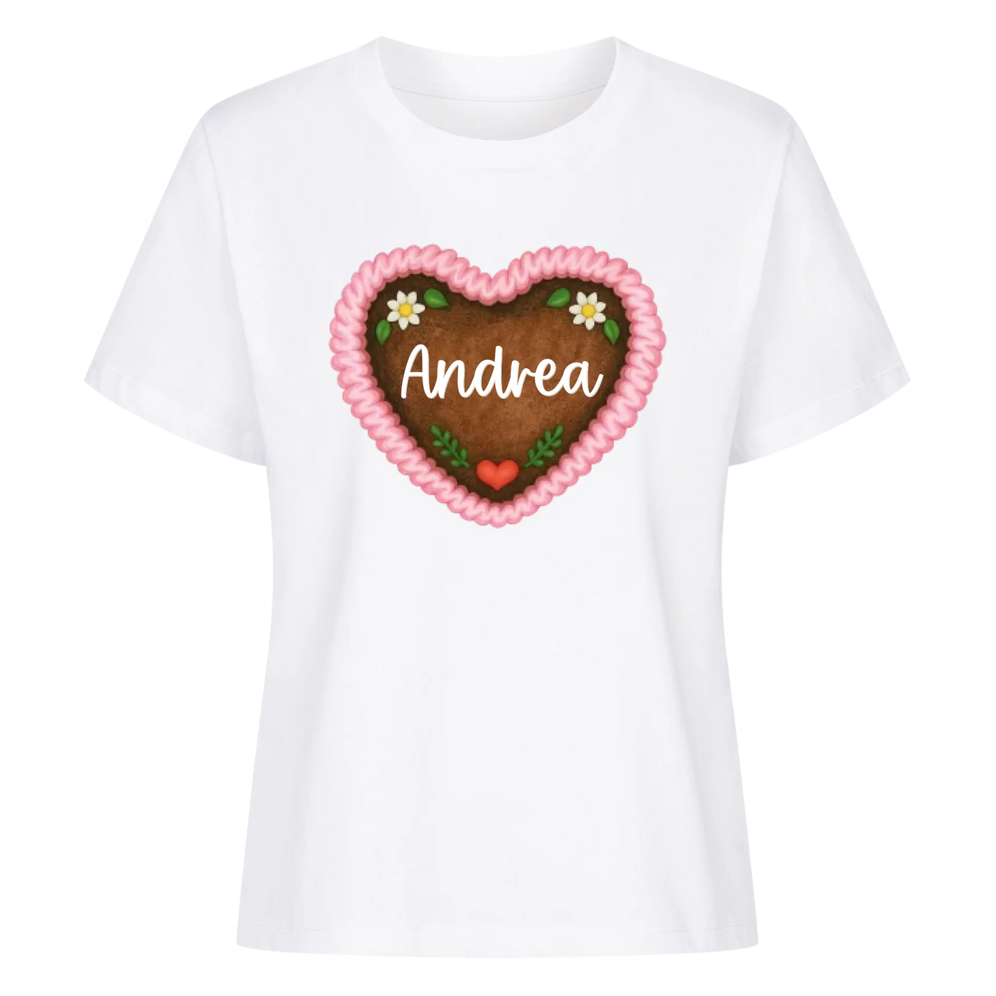 Lebkuchenherz Rosa mit Wunschname - Premium Organic T-Shirt Frauen personalisiert