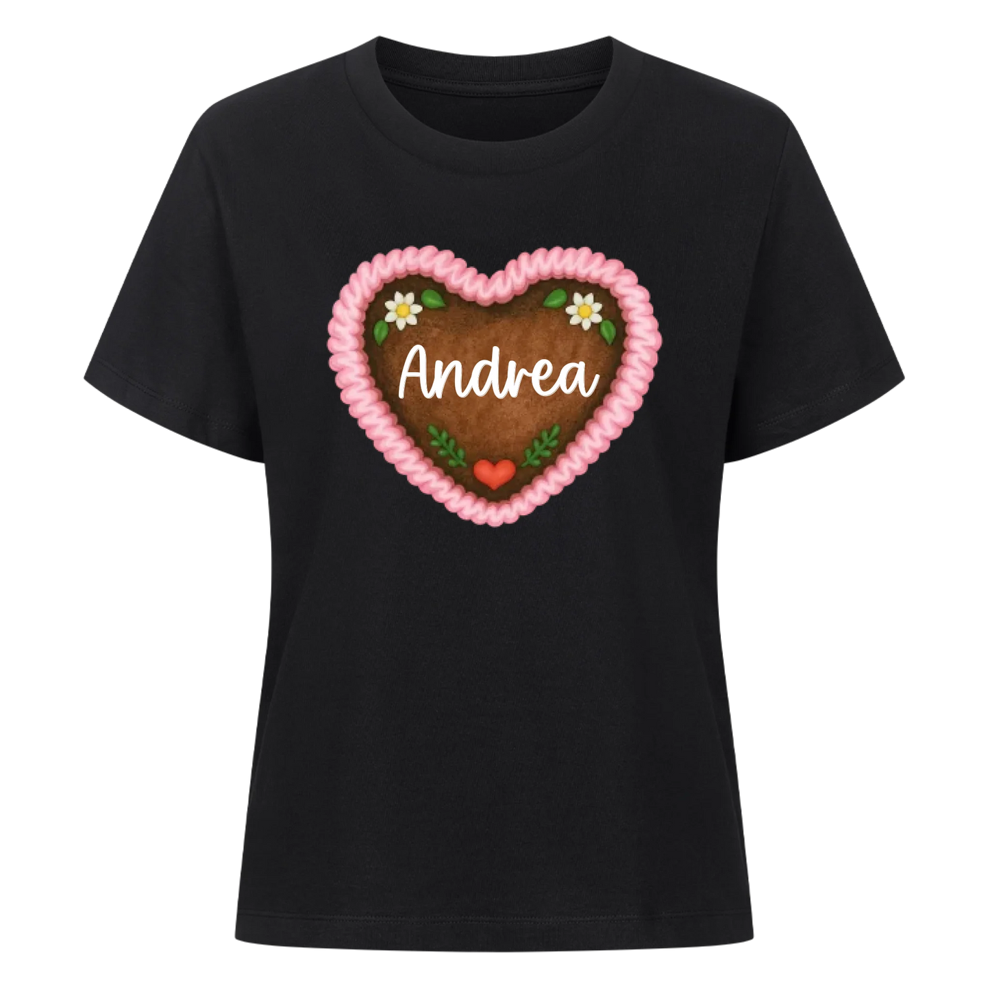 Lebkuchenherz Rosa mit Wunschname - Premium Organic T-Shirt Frauen personalisiert