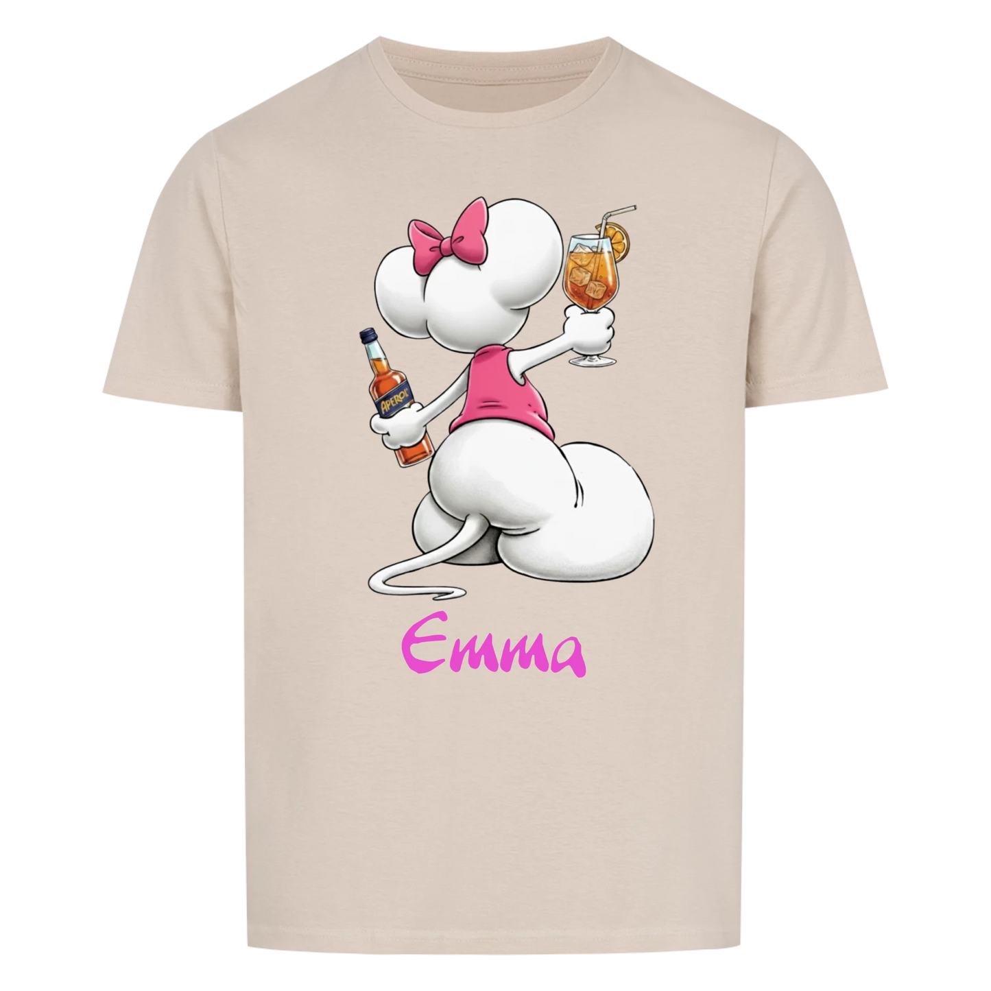 Mouse mit Wunsch Alkohol - T-Shirt Unisex FRONTDRUCK - personalisiert