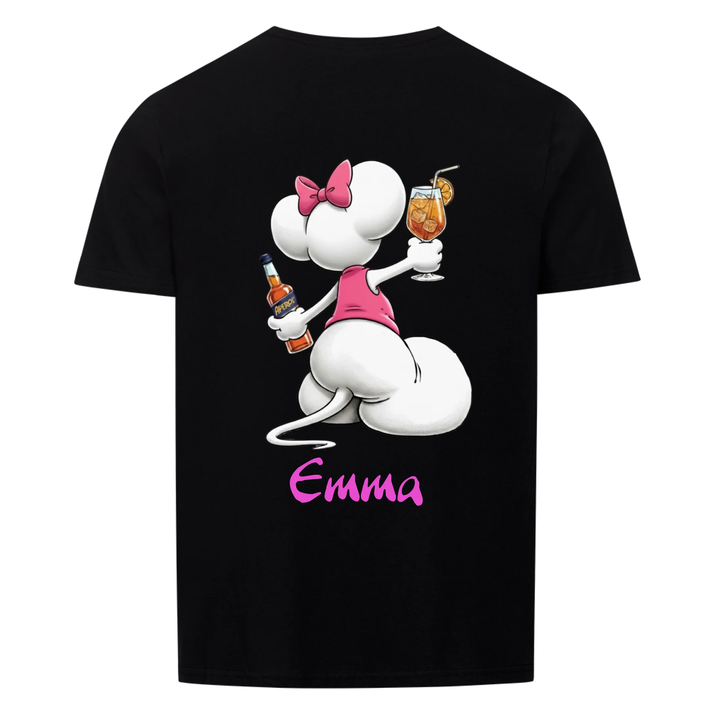 Mouse mit Wunsch Alkohol - T-Shirt Unisex RÜCKENDRUCK - personalisiert