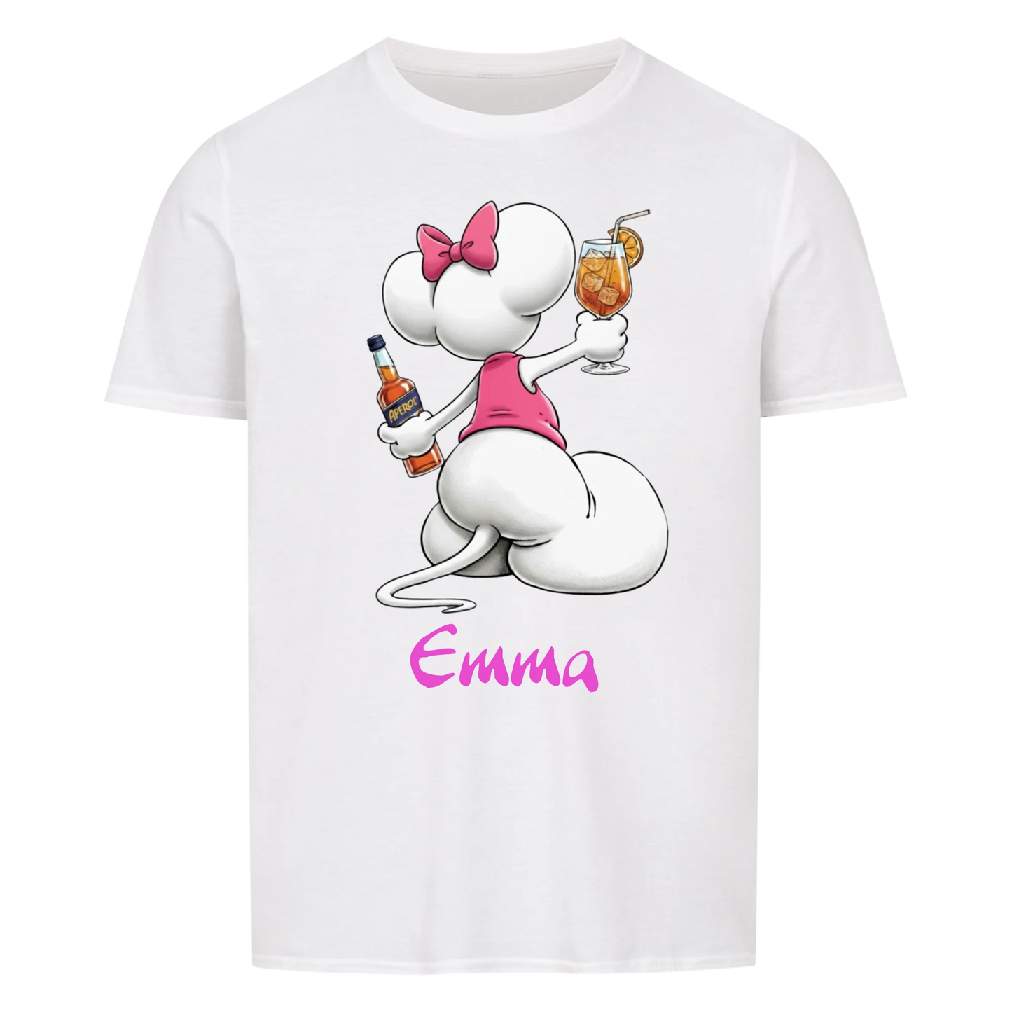 Mouse mit Wunsch Alkohol - T-Shirt Unisex FRONTDRUCK - personalisiert