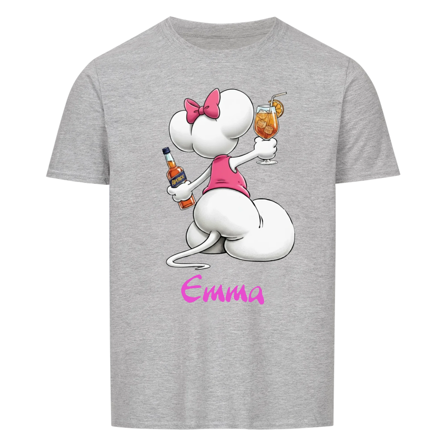 Mouse mit Wunsch Alkohol - T-Shirt Unisex FRONTDRUCK - personalisiert