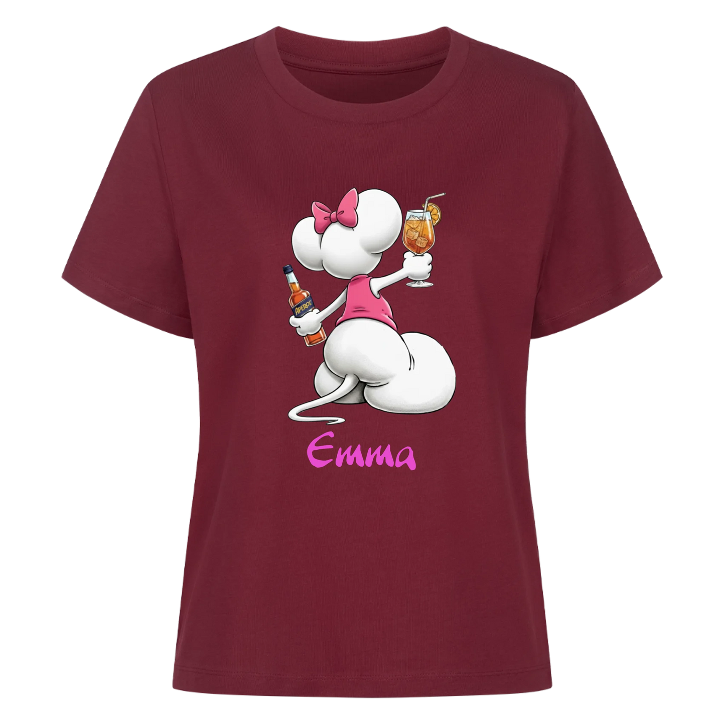 Mouse mit Wunschalkohol - Premium Organic T-Shirt Frauen FRONTDRUCK - personalisiert
