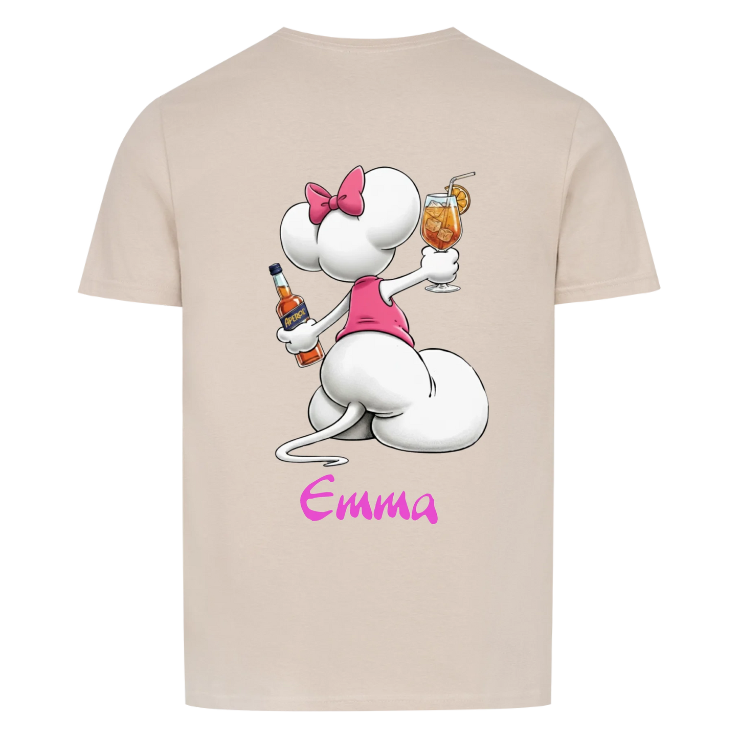 Mouse mit Wunsch Alkohol - T-Shirt Unisex RÜCKENDRUCK - personalisiert