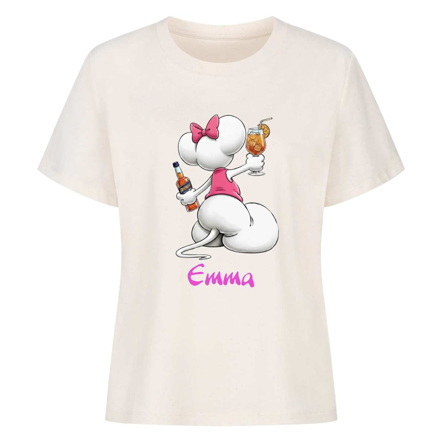 Mouse mit Wunschalkohol - Premium Organic T-Shirt Frauen FRONTDRUCK - personalisiert