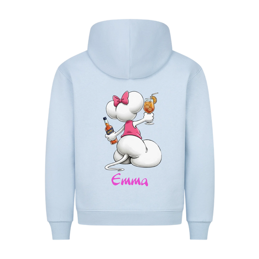 Mouse mit Wunsch Alkohol - Premium Hoodie RÜCKENDRUCK - personalisiert