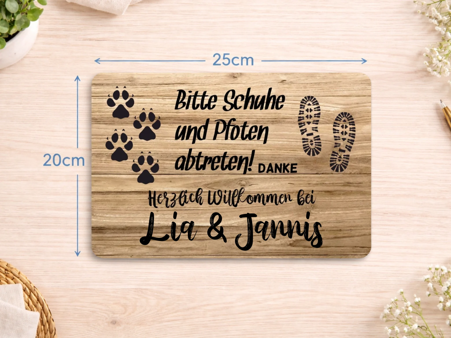 Personalized slate plaque 20x30cm – Please wipe your shoes and paws off | Welcome sign for front door