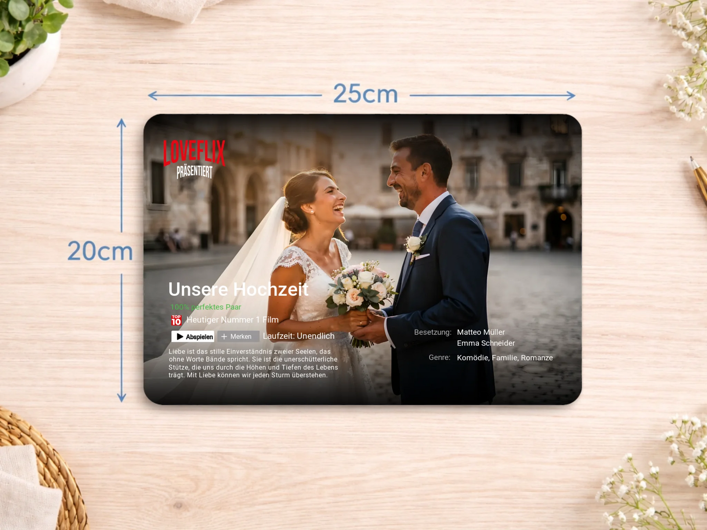 Personalized slate plaque 20x30cm | Personalized metal sign 20x25cm – Loveflix with photo, name and custom text | Valentine's Day gift