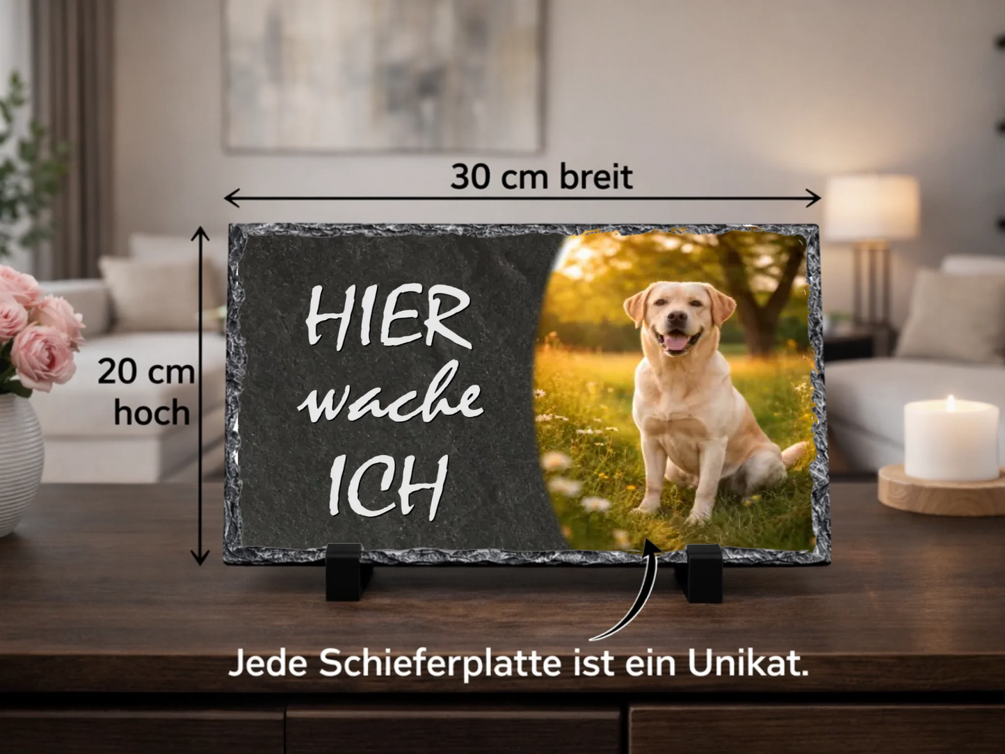 Personalized slate/metal sign for pets | animals | cats | dogs - 20×30 cm – with your own photo & name