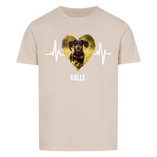 Herzschlag Haustier Herz -- T-Shirt mit Foto und Name - Unisex für Männer und Frauen
