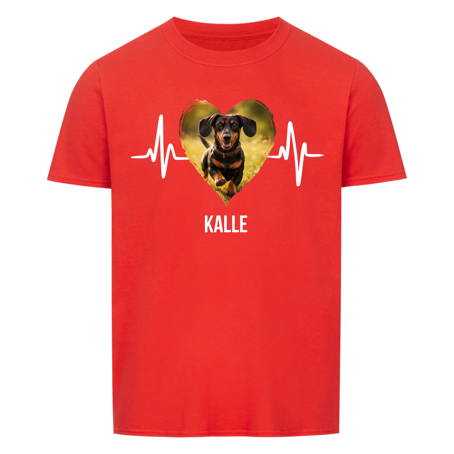 Herzschlag Haustier Herz -- T-Shirt mit Foto und Name - Unisex für Männer und Frauen