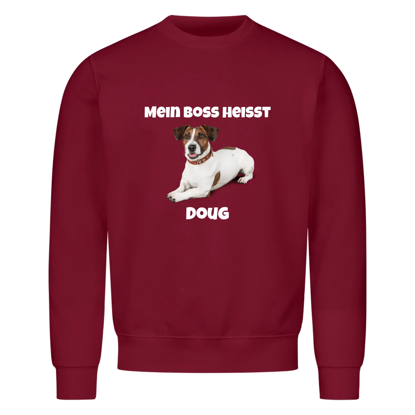Mein Boss heisst (Hundefoto) | Haustier - Sweatshirt / Pulli mit Foto und Name
