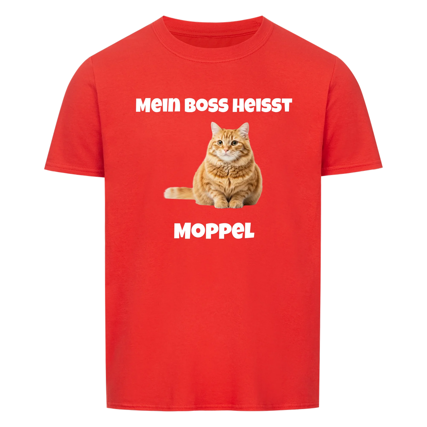 Mein Boss heisst | Haustier Katze Kater -- T-Shirt mit Foto und Name - Unisex für Männer und Frauen