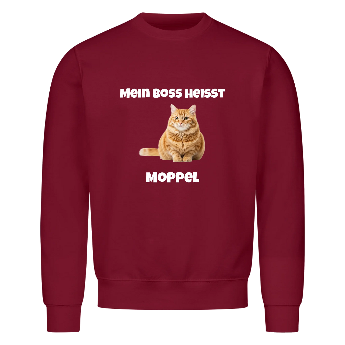 Mein Boss heisst | Haustier Katze Kater - Sweatshirt / Pulli mit Foto und Name