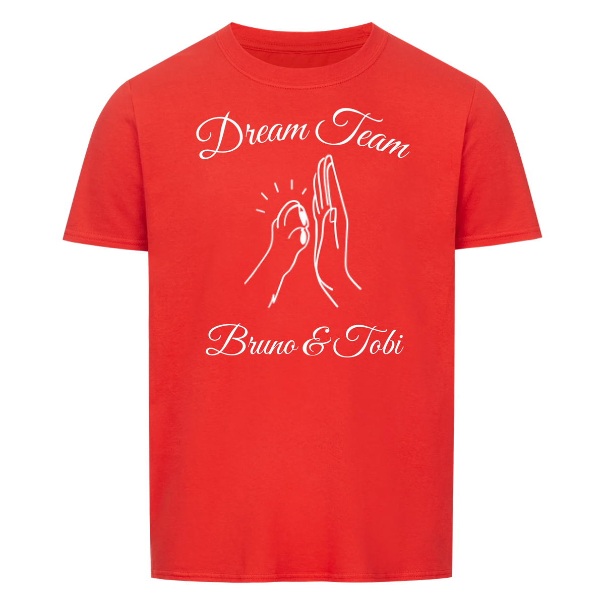 Pfote und Hand | Dream Team Haustier Hund Katze -- T-Shirt mit Namen - Unisex für Männer und Frauen