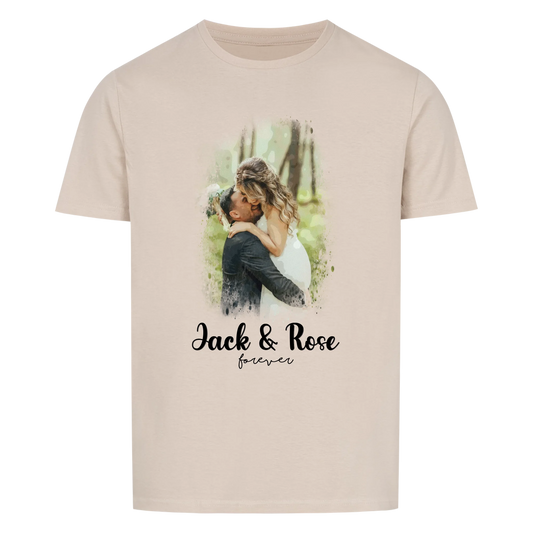 Your photo as a watercolor with name and custom text - Personalized unisex T-shirt