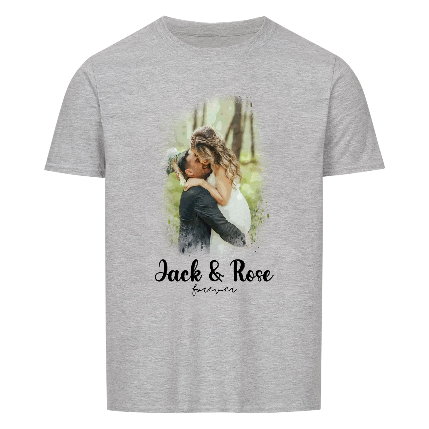Dein Foto als Aquarell mit Namen und Wunschtext - T-Shirt Unisex personalisiert