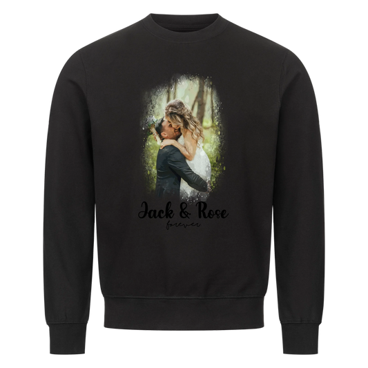 Dein Foto als Aquarell mit Namen und Wunschtext - Sweatshirt personalisiert