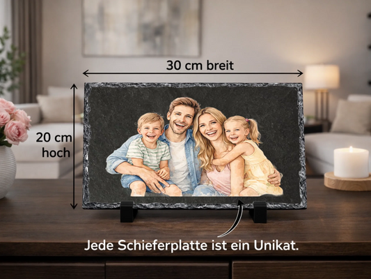 Dein Foto im Wasserfarben Stil - Personalisierte Schiefertafel 20x30cm | Personalisiertes Metallschild 20x30cm – Geschenk zum Einzug | Deko Wohnzimmer
