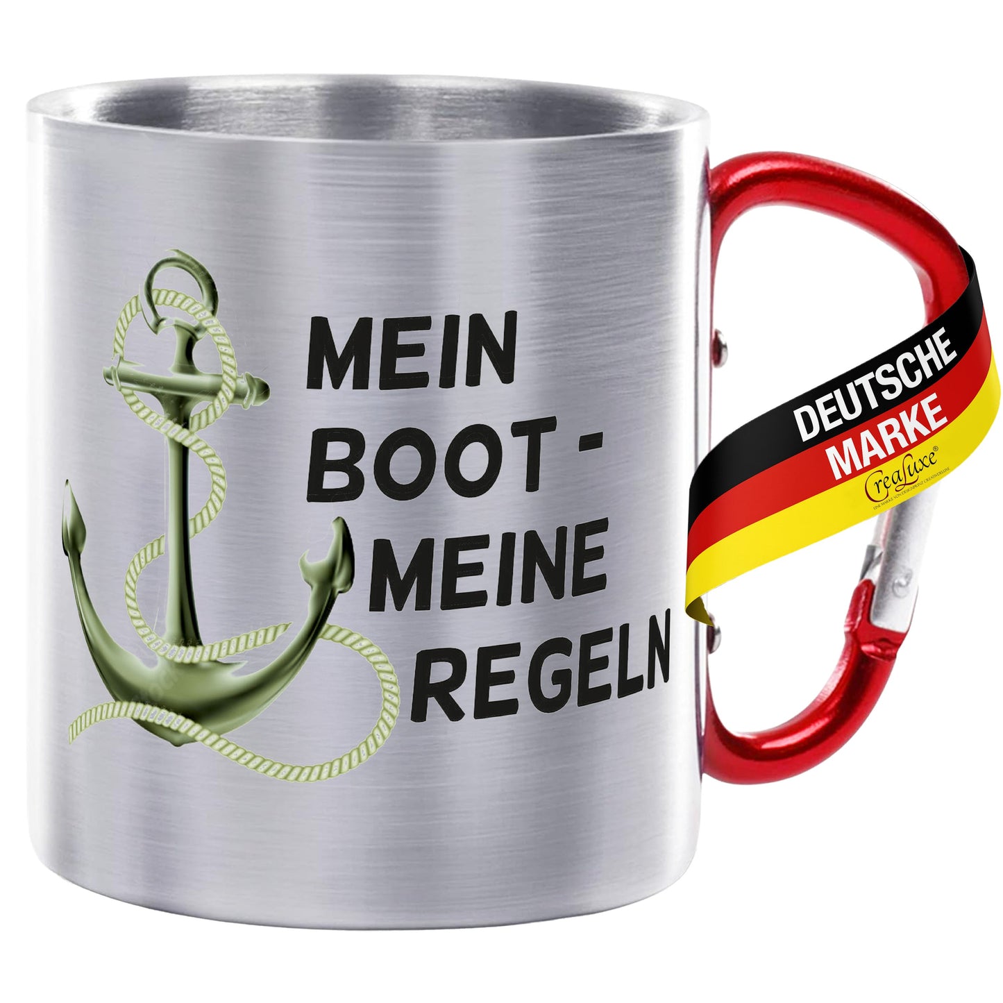 Mein Boot Meine Regeln - Edelstahltasse mit Karabiner - 330ml