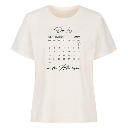 Kalender Datum mit Wunschtext - Premium T-Shirt Woman