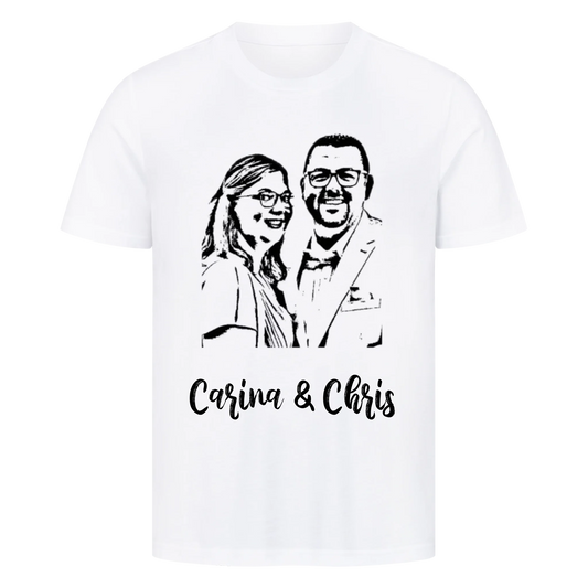 Foto als Karikatur mit Wunschtext / Namen - Premium T-Shirt Männer