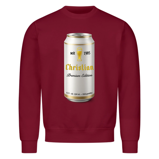 Bierdose mit Wunschnamen und Jahr - Sweatshirt