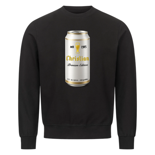Bierdose mit Wunschnamen und Jahr - Sweatshirt