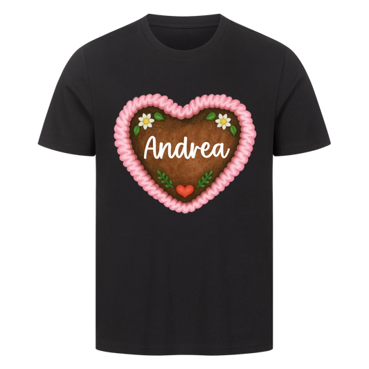 Lebkuchenherz Rosa mit Wunschname - Premium T-Shirt Unisex personalisiert