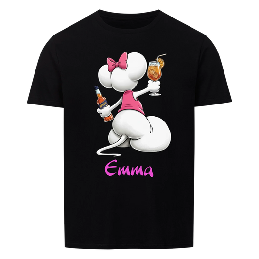 Mouse mit Wunsch Alkohol - T-Shirt Unisex FRONTDRUCK - personalisiert