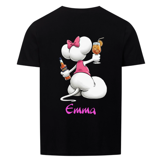 Mouse mit Wunsch Alkohol - T-Shirt Unisex RÜCKENDRUCK - personalisiert
