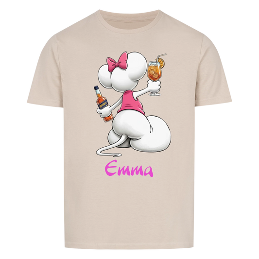 Mouse mit Wunsch Alkohol - T-Shirt Unisex FRONTDRUCK - personalisiert