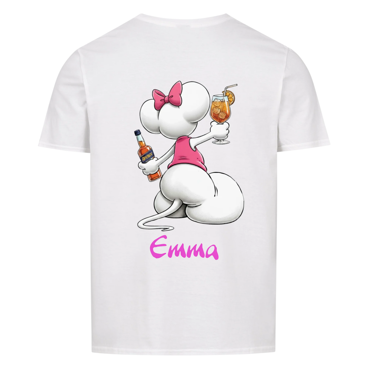 Mouse mit Wunsch Alkohol - T-Shirt Unisex RÜCKENDRUCK - personalisiert